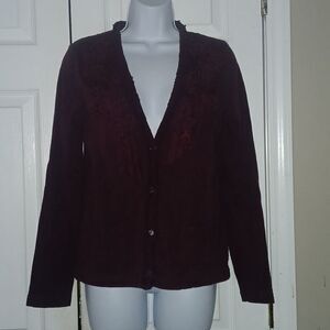 Eddie Bauer deep purple button front cardigan  Sz S NWOT